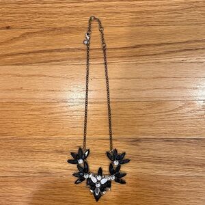 J. Crew Black and Silver Floral Necklace